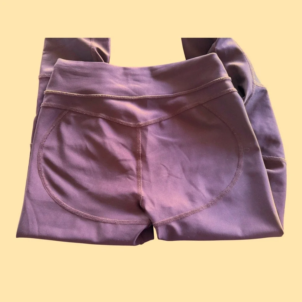 Alo Yoga Womens High Waist Mesh Panel Leggings Plum Purple Athletic Pants‎ XS